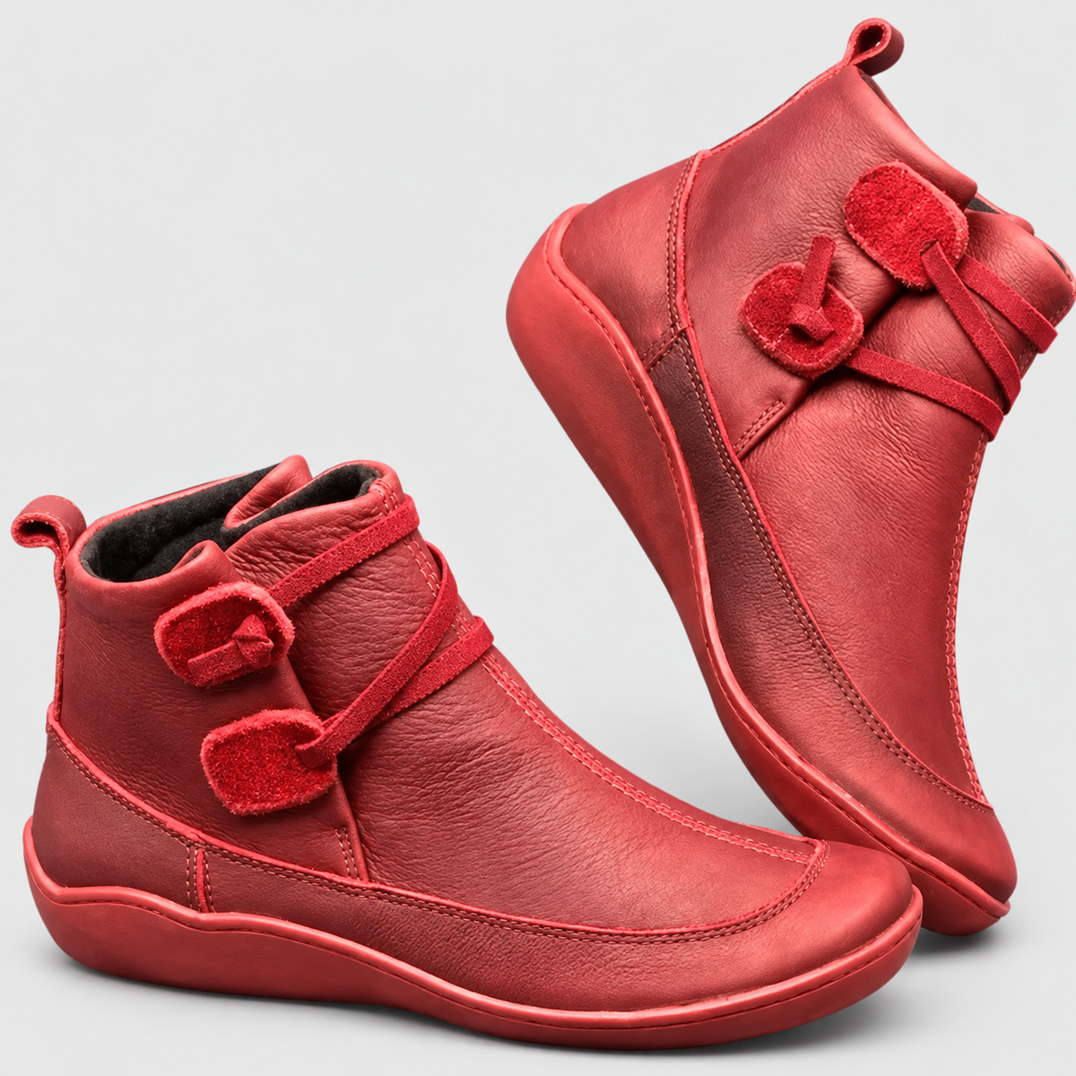 Women's Slip-On Ankle Boots with Contrast Sole in Red — view 2