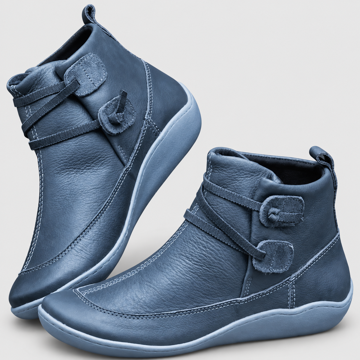 Women's Slip-On Ankle Boots with Contrast Sole in Blue — view 3