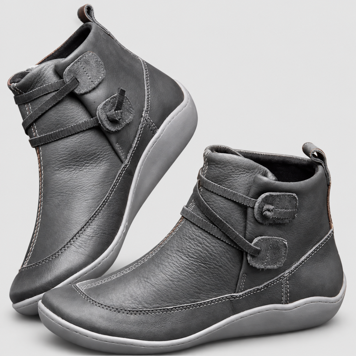 Women's Slip-On Ankle Boots with Contrast Sole in Grey — view 4