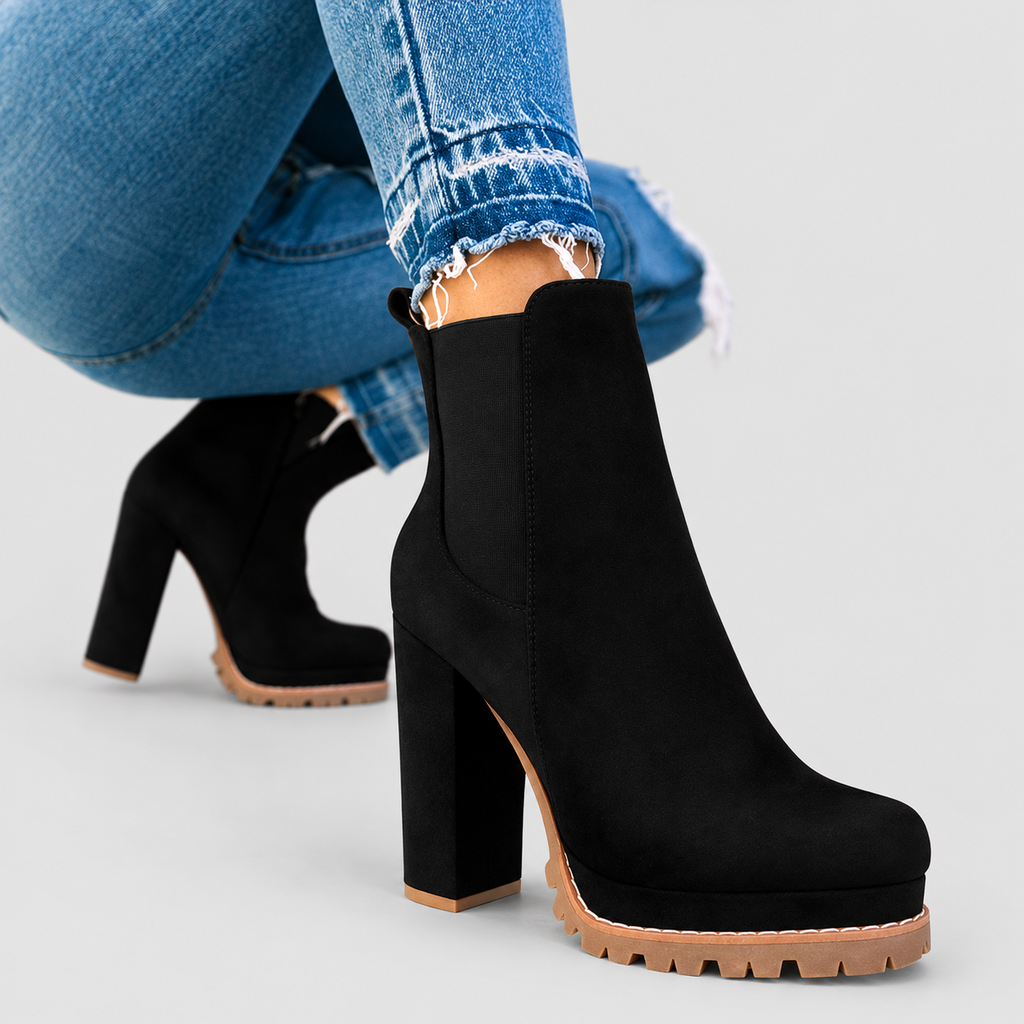 Women's Platform Ankle Boots with High Block Heel — view 4