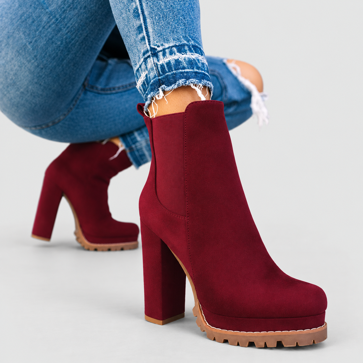 Women's Platform Ankle Boots with High Block Heel — view 5