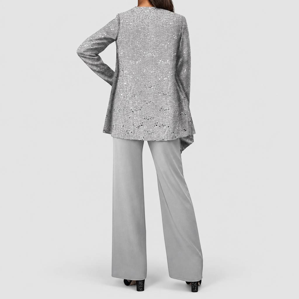 Women's Sequin Three-Piece Set with Wide-Leg Trousers — view 4