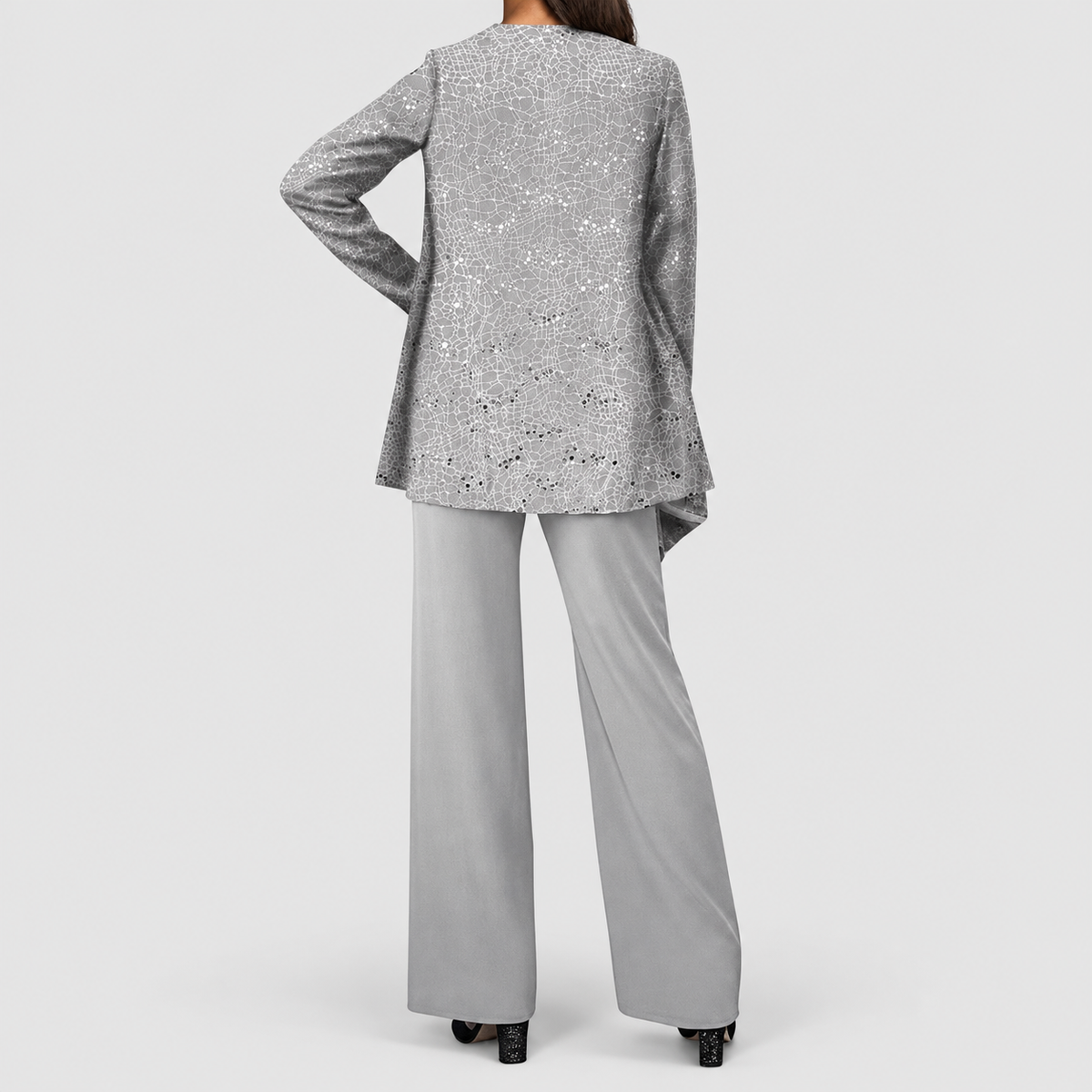 Women's Sequin Three-Piece Set with Wide-Leg Trousers — view 4