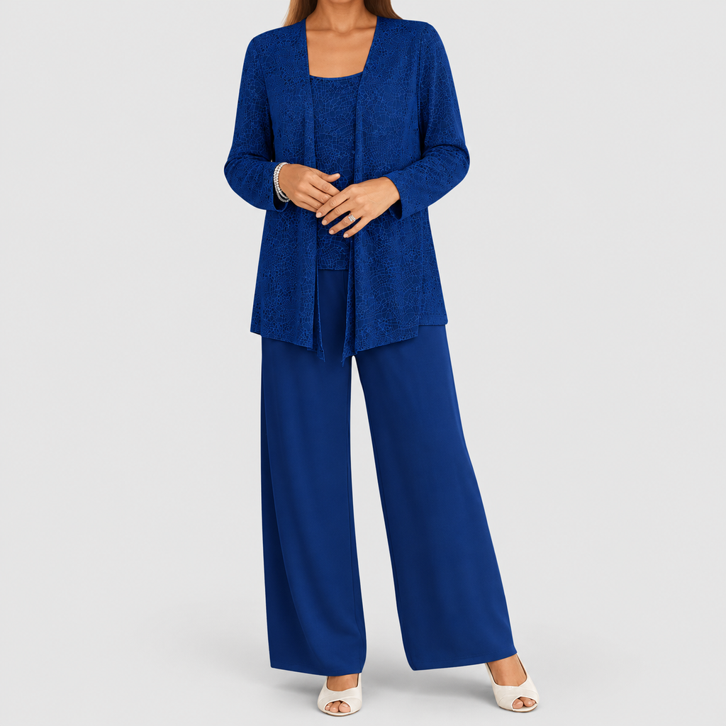 Women's Sequin Three-Piece Set with Wide-Leg Trousers — view 8