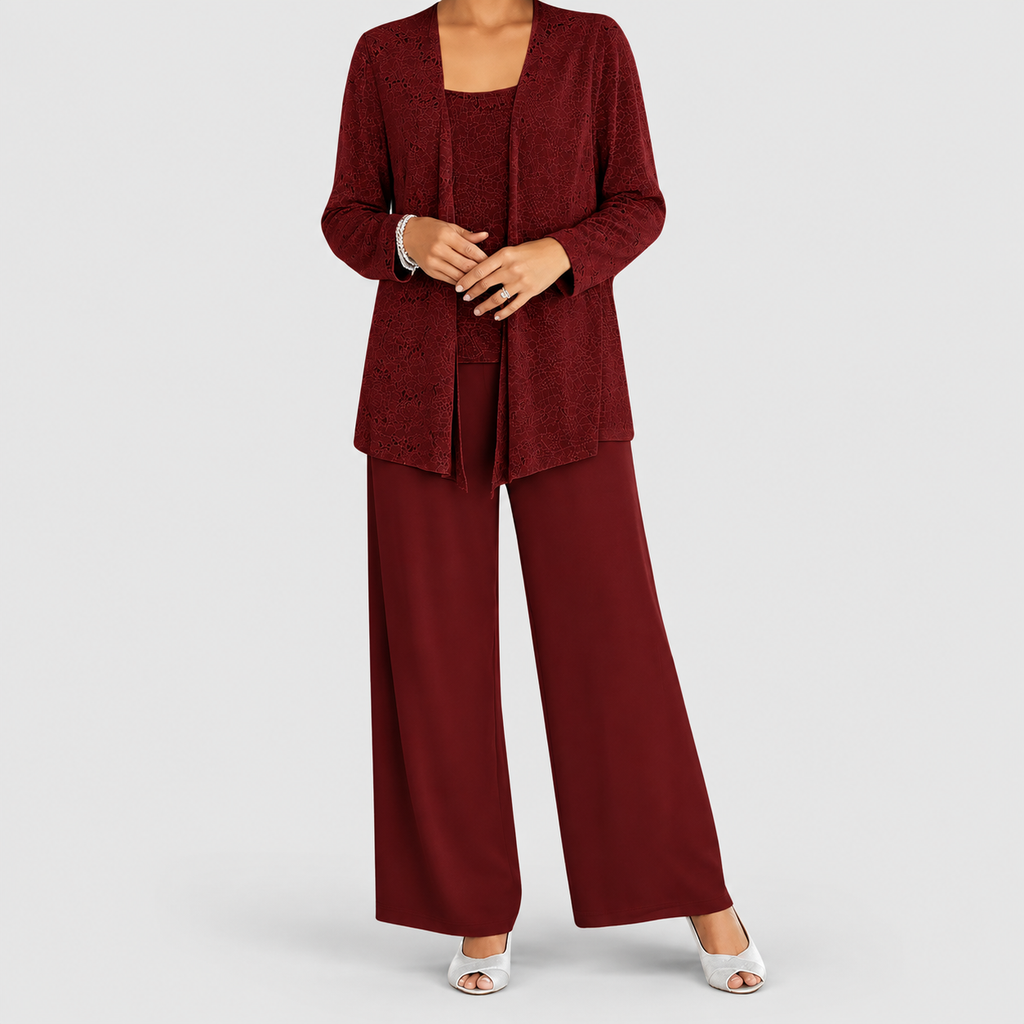 Women's Sequin Three-Piece Set with Wide-Leg Trousers — view 14
