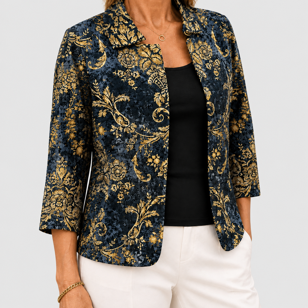 Women's Baroque-Print Open-Front Jacket — view 3