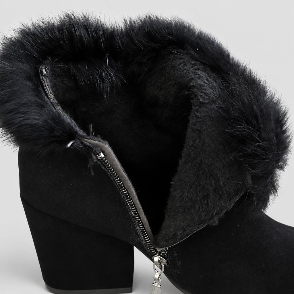Women's Plush-Trim Ankle Boots with Block Heel — view 12