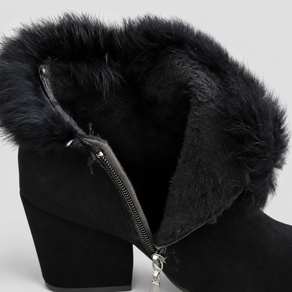 Women's Plush-Trim Ankle Boots with Block Heel — view 12