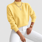 Women's Relaxed Mock-Neck Knit Jumper in Yellow — view 4