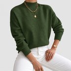 Women's Relaxed Mock-Neck Knit Jumper in Green — view 8