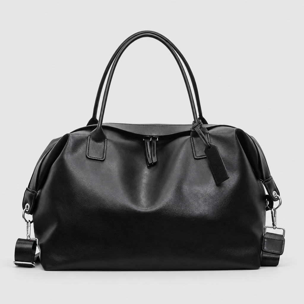Unisex Structured Weekender Bag with Detachable Shoulder Strap in Black — view 1
