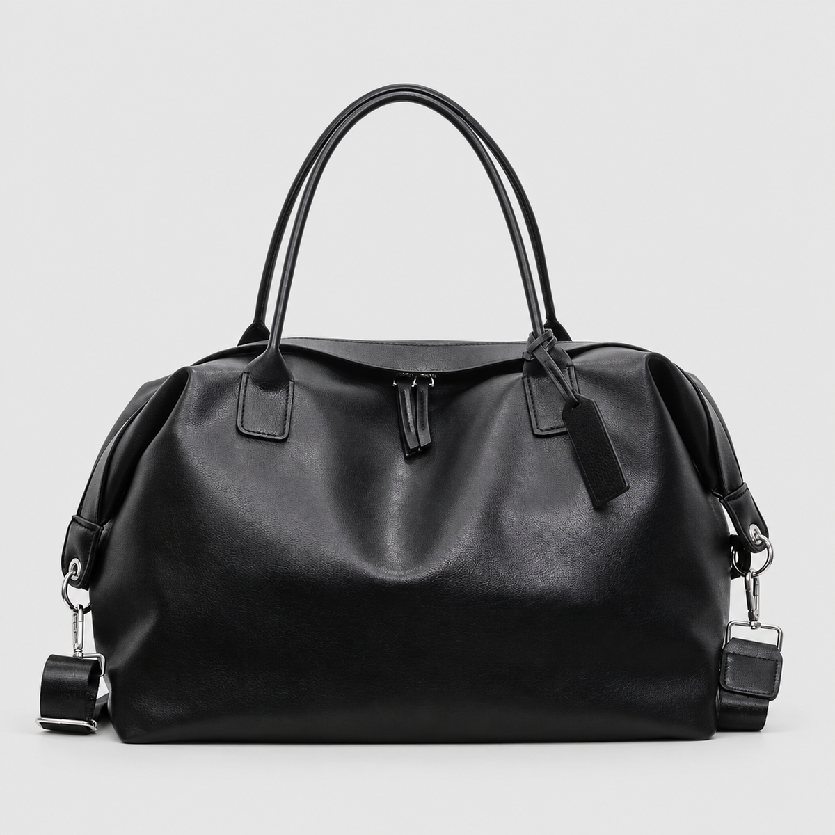 Unisex Structured Weekender Bag with Detachable Shoulder Strap in Black — view 1