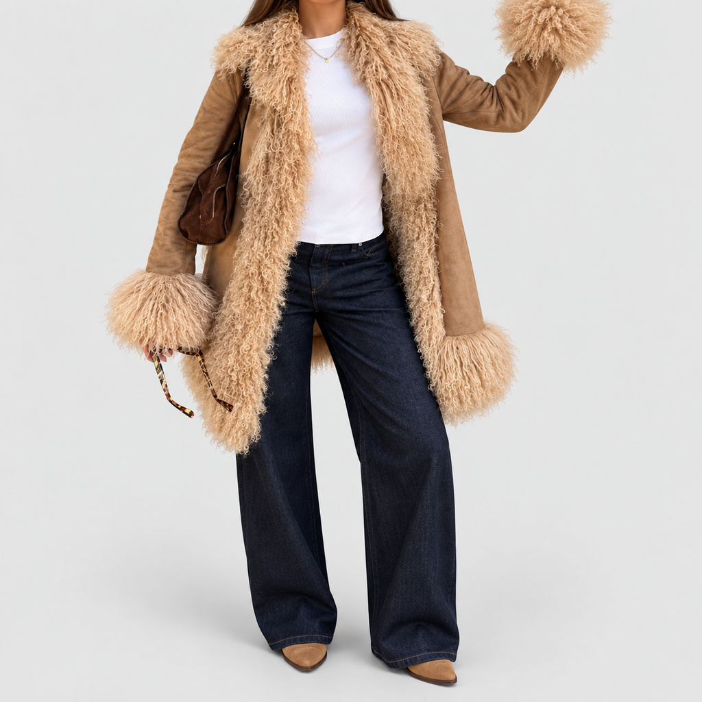 Women's Open-Front Jacket with Fluffy Trim — view 3