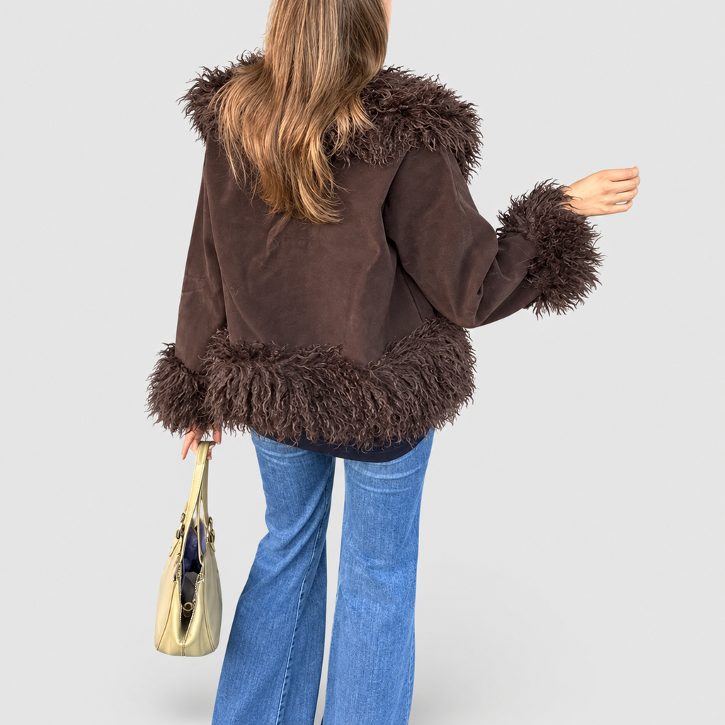 Women's Open-Front Jacket with Fluffy Trim — view 7