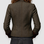 Women's Herringbone Tweed Utility Jacket with Gold-Tone Buttons — view 5