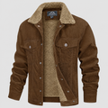 Men's Corduroy Jacket with Sherpa-Style Collar in Brown — view 1