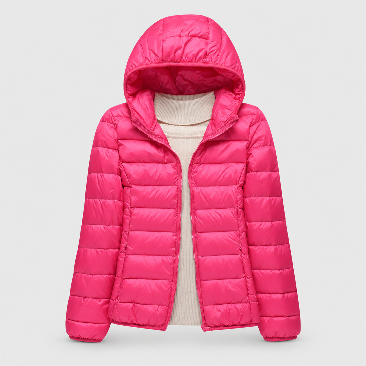 Women's Lightweight Hooded Quilted Jacket in Pink — view 4