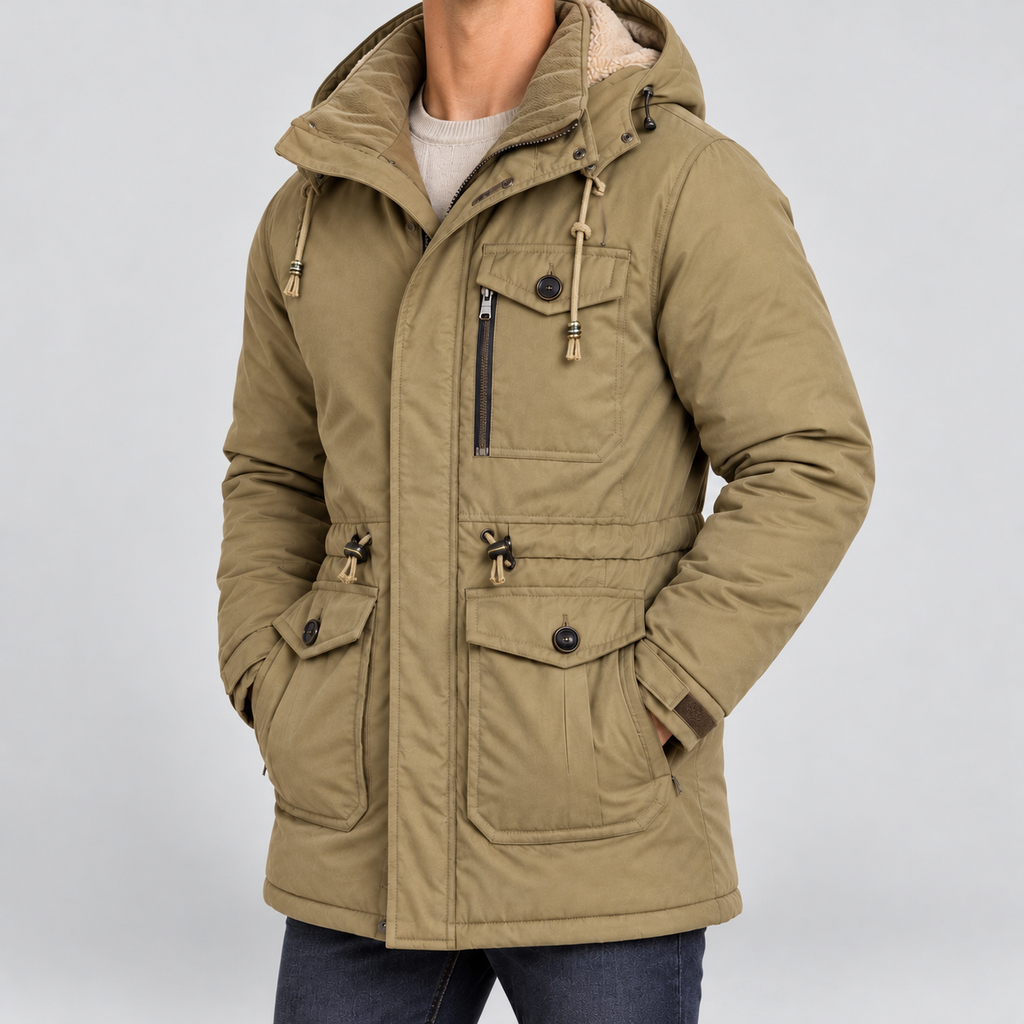 Men's Fleece-Lined Parka with Detachable Hood and Flap Pockets — view 2