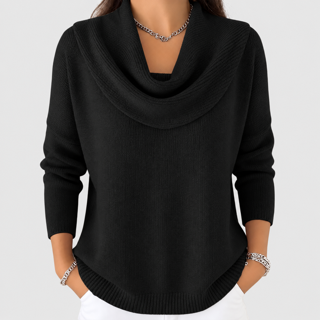 Women's Cowl-Neck Jumper in Black — view 3