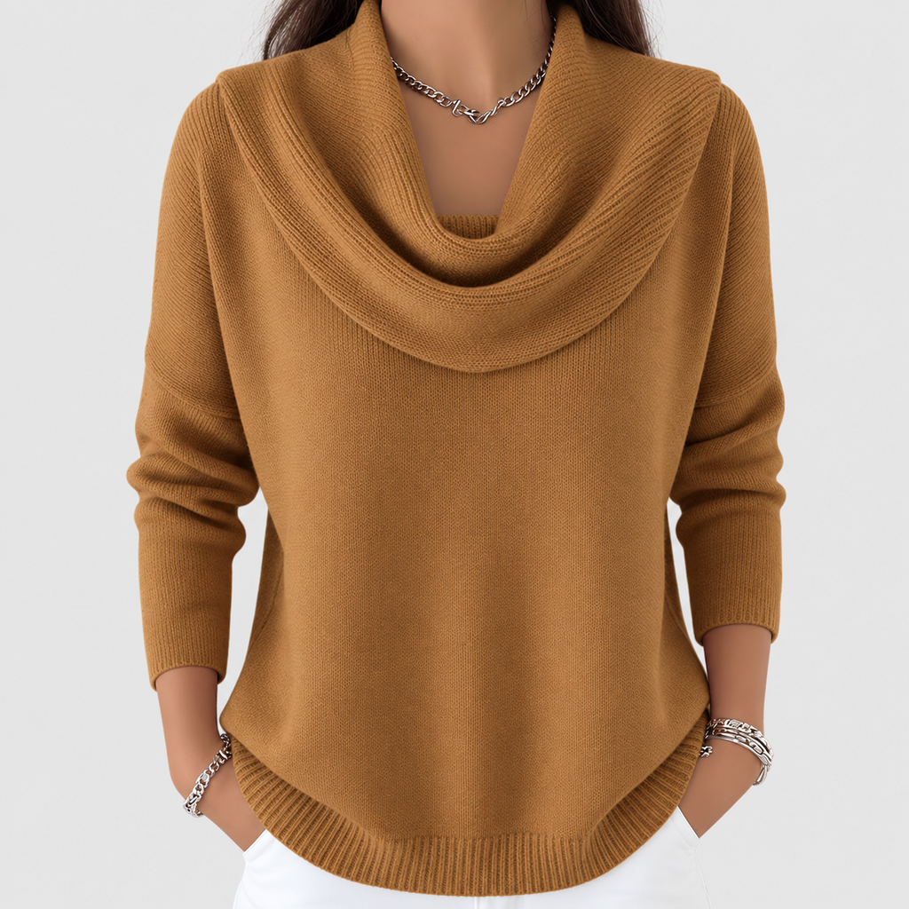 Women's Cowl-Neck Jumper in Brown — view 4