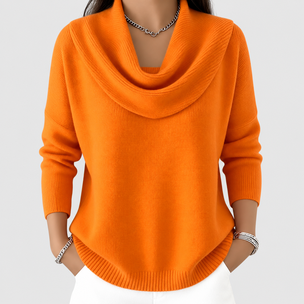 Women's Cowl-Neck Jumper in Orange — view 7