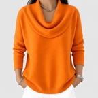 Women's Cowl-Neck Jumper in Orange — view 7