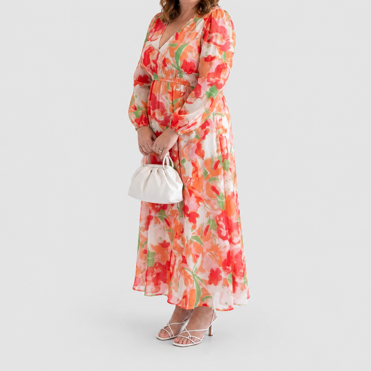 Women's Printed V-Neck Maxi Dress with Tiered Skirt — view 6