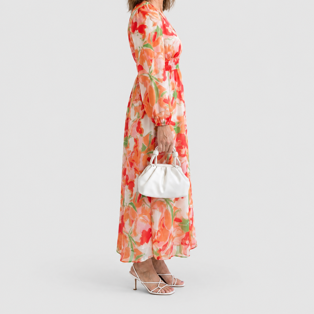 Women's Printed V-Neck Maxi Dress with Tiered Skirt — view 7