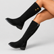 Jessamy | Women's Flat Faux Suede Knee-High Boots with Gold-Tone Buttons