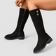 Jessamy | Women's Flat Faux Suede Knee-High Boots with Gold-Tone Buttons