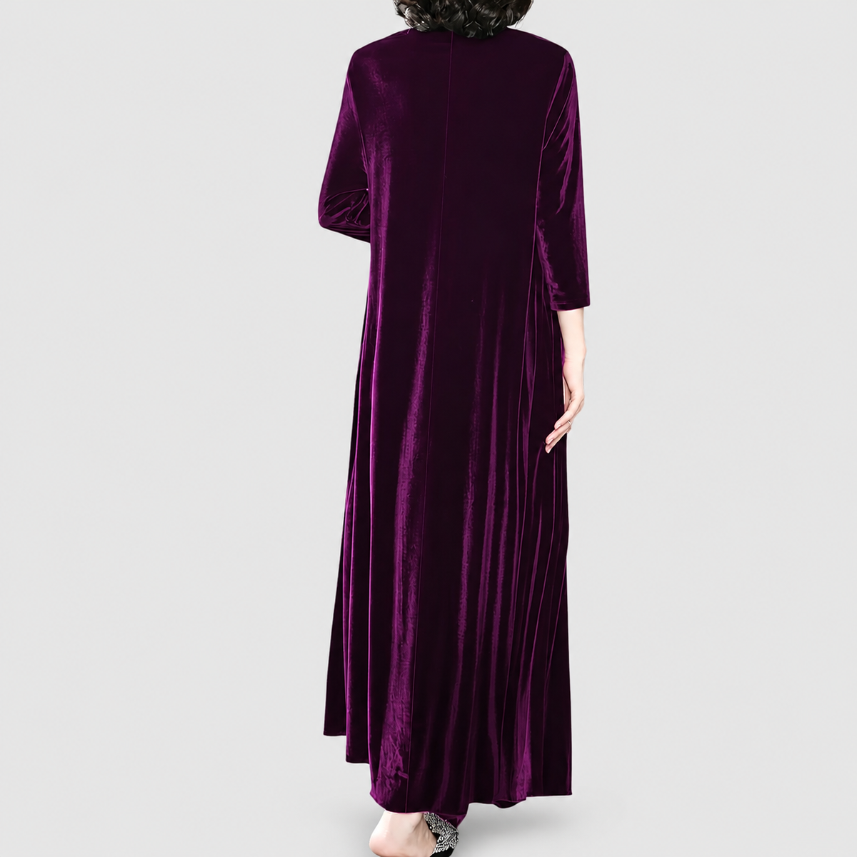 Women's Long-Sleeve Maxi Dress with Round Neck — view 5