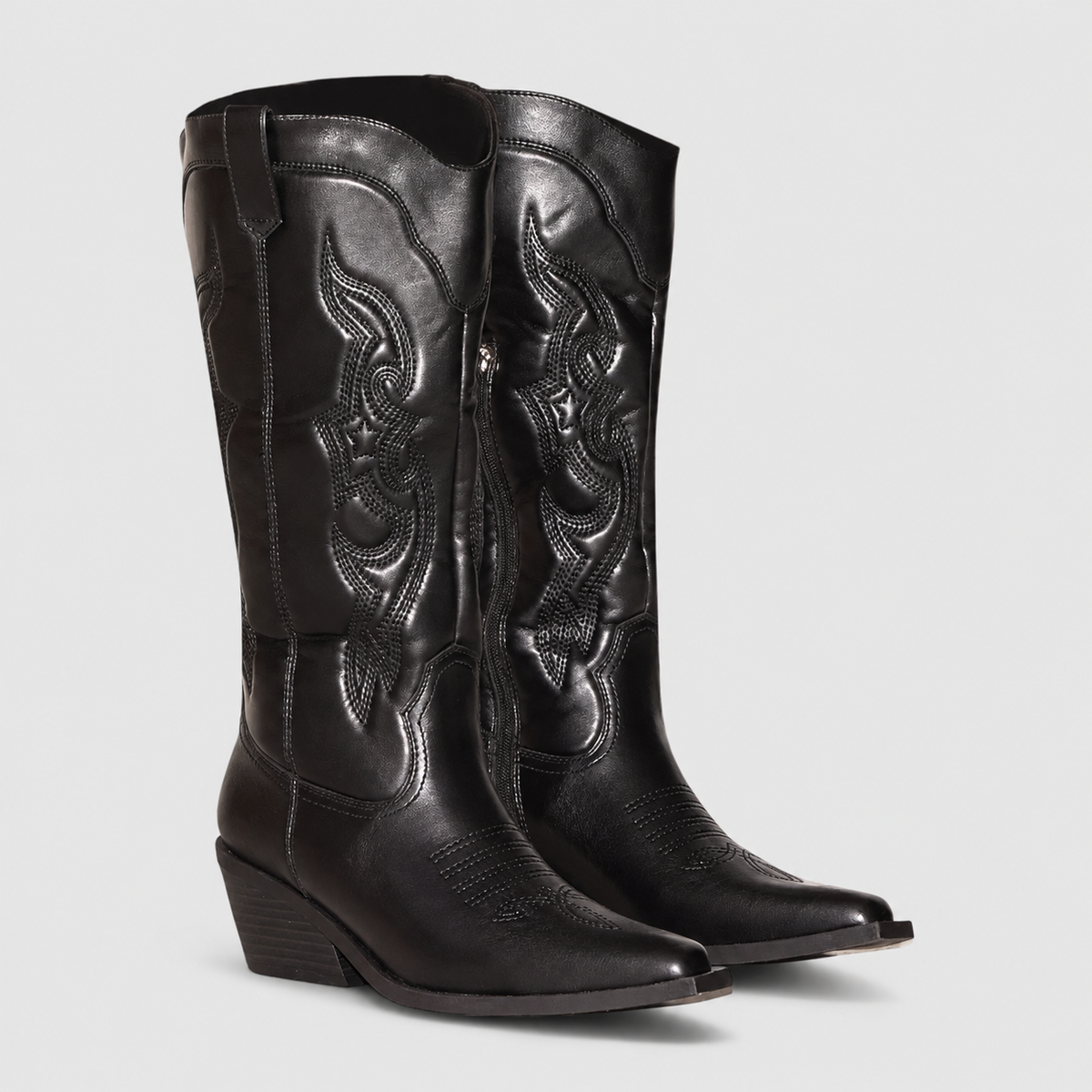 Women's Embroidered Western Boots with Pointed Toe in Black — view 1