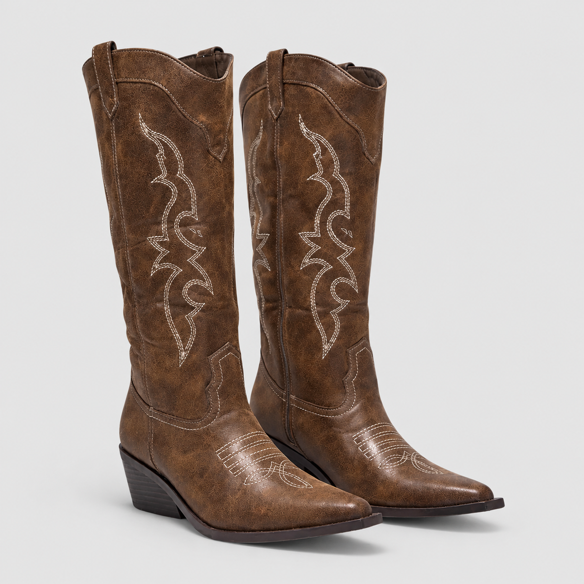 Women's Embroidered Western Boots with Pointed Toe in Brown — view 2
