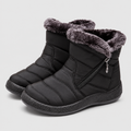 Women's Quilted Ankle Boots with Plush Cuff and Side Zip in Black — view 1