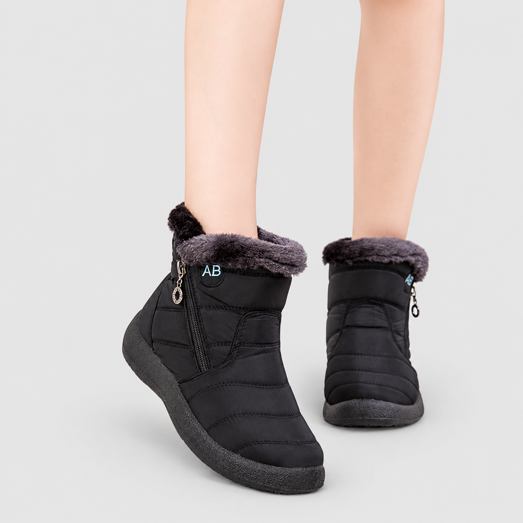 Women's Quilted Ankle Boots with Plush Cuff and Side Zip — view 6