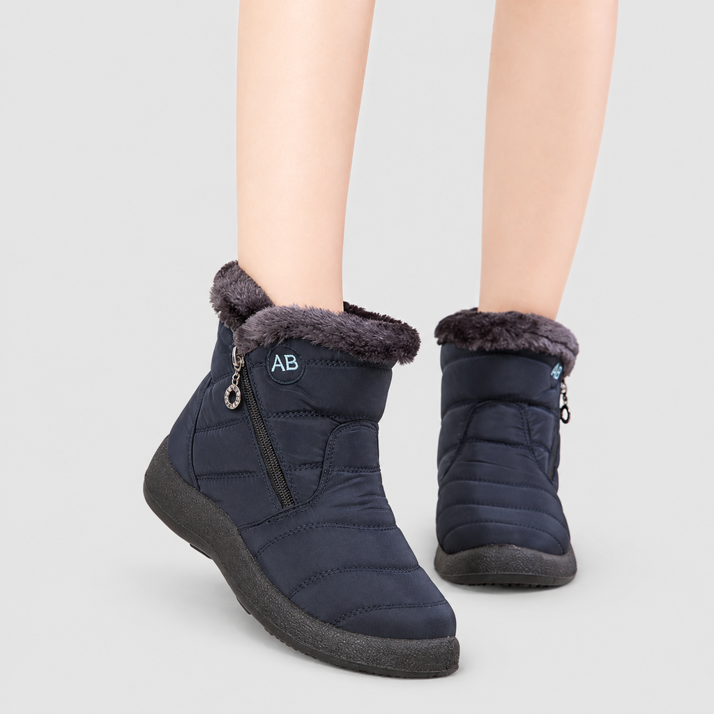 Women's Quilted Ankle Boots with Plush Cuff and Side Zip — view 7