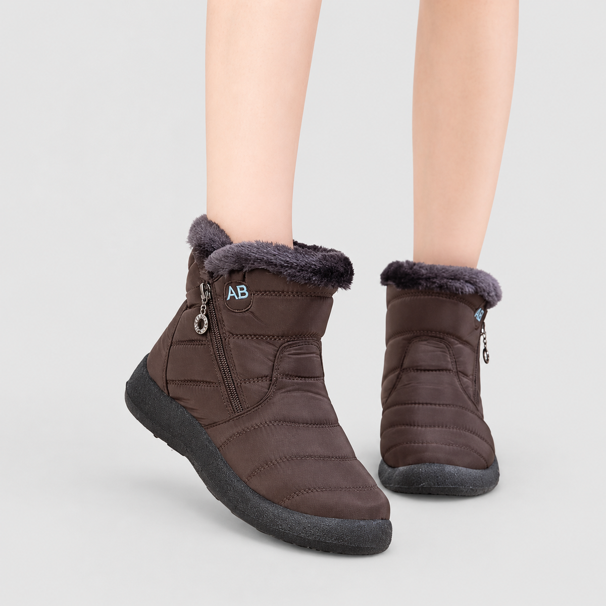 Women's Quilted Ankle Boots with Plush Cuff and Side Zip — view 8