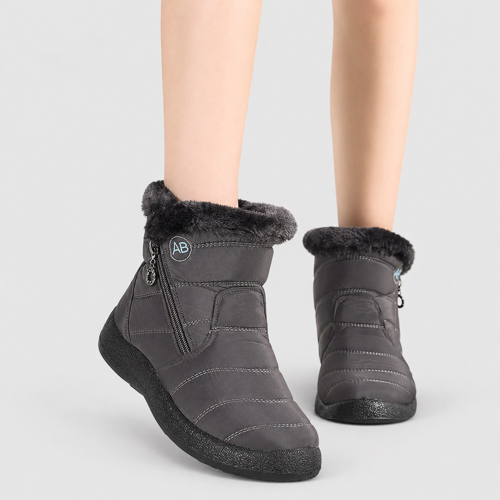 Women's Quilted Ankle Boots with Plush Cuff and Side Zip — view 9