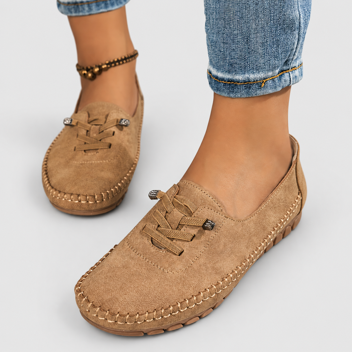 Women's Lace-Detail Moccasin Slip-On Shoes — view 5