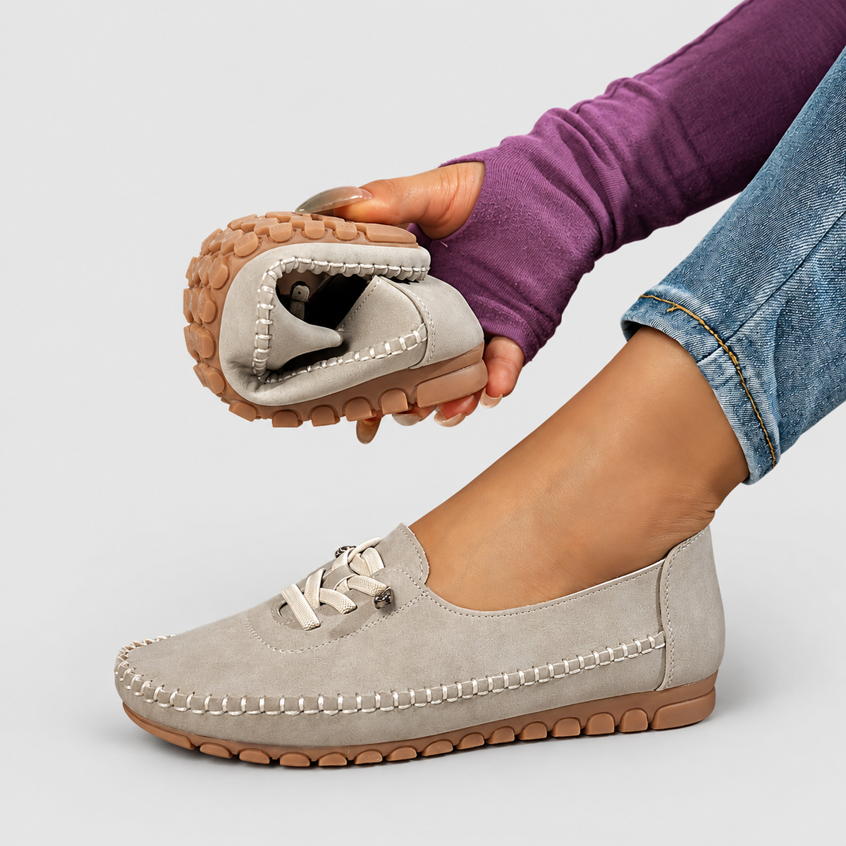 Women's Lace-Detail Moccasin Slip-On Shoes — view 15