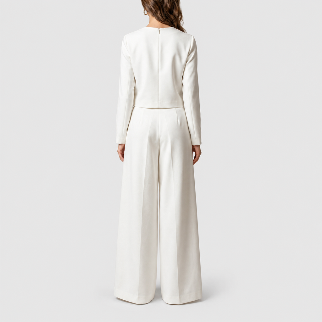 Women's Two-Piece Palazzo Trouser Set with Cropped Top — view 3