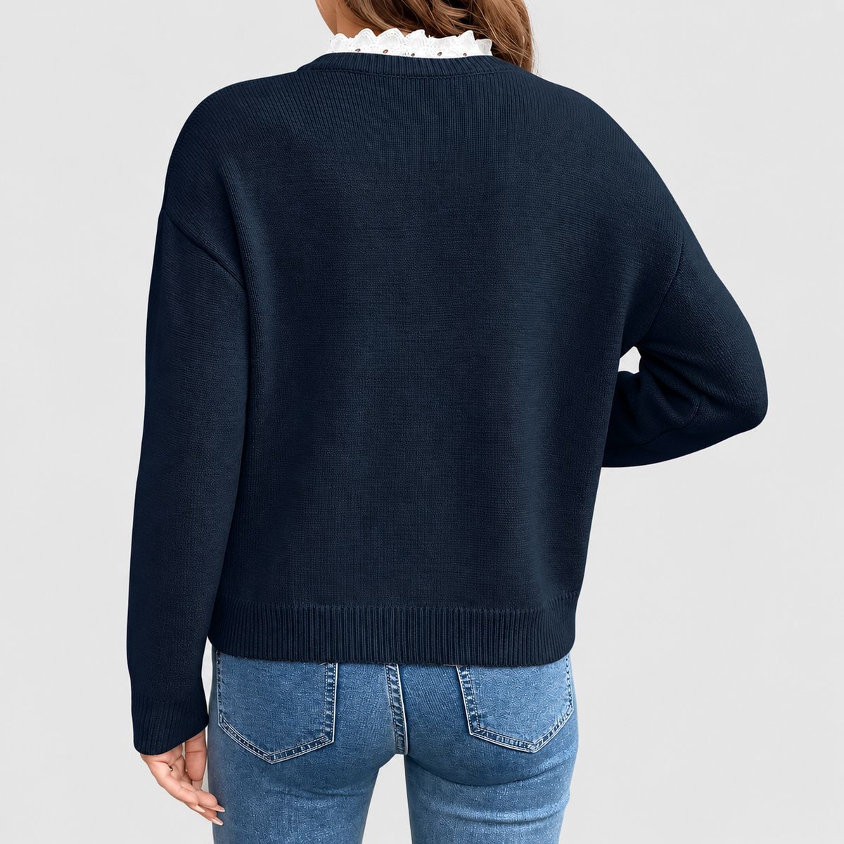Women's V-Neck Jumper with Frill Trim — view 2