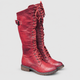 Kerensa | Women's Lace-Up Faux Leather Knee-High Boots with Side Buckle