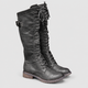 Kerensa | Women's Lace-Up Faux Leather Knee-High Boots with Side Buckle