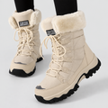 Women's Faux-Fur-Lined Lace-Up Winter Boots in Beige — view 1
