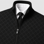 Men's Checked Knit Zip Jacket with Ribbed Trims — view 9