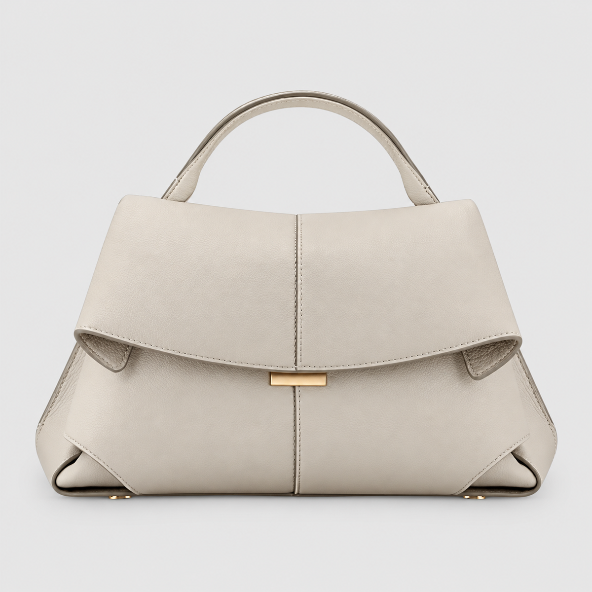 Women's Structured Top-Handle Bag with Flap Closure in White — view 2