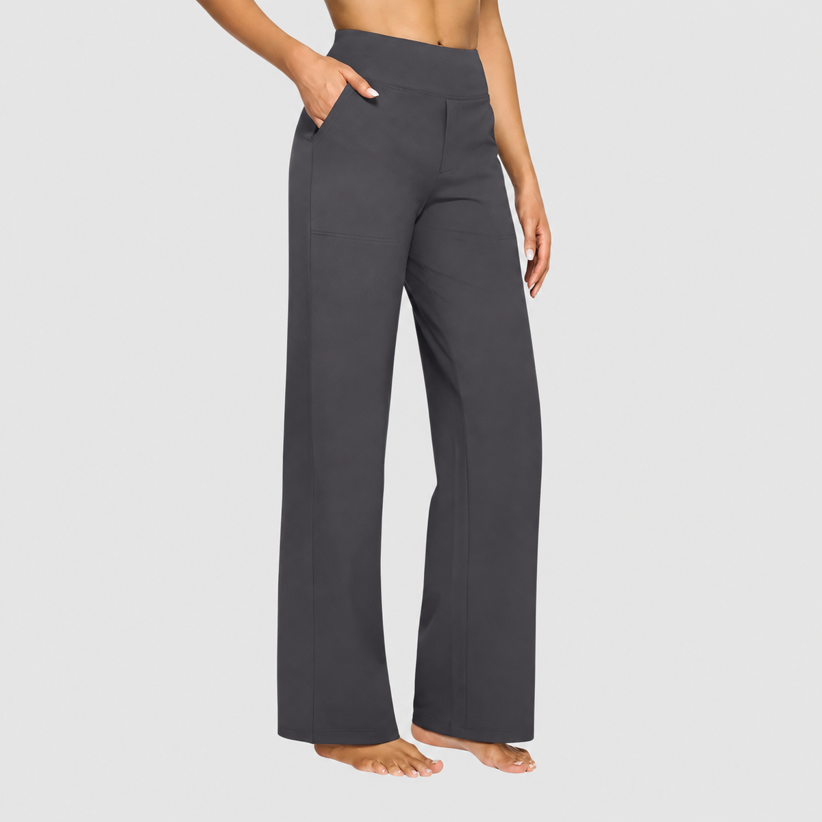 Women's Wide-Leg Trousers in Dark Grey — view 2