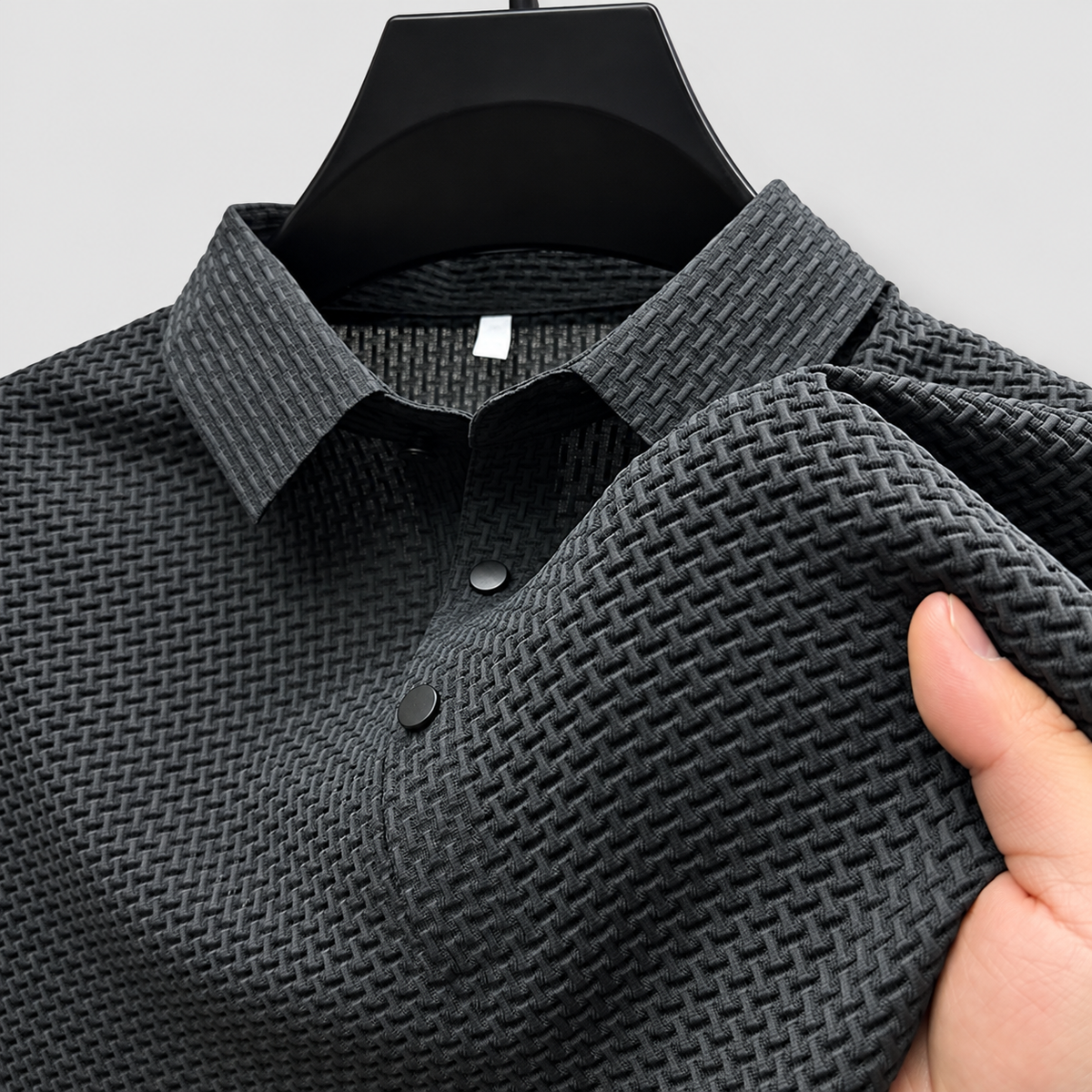 Men's Short-Sleeve Polo Shirt in Textured Knit — view 3