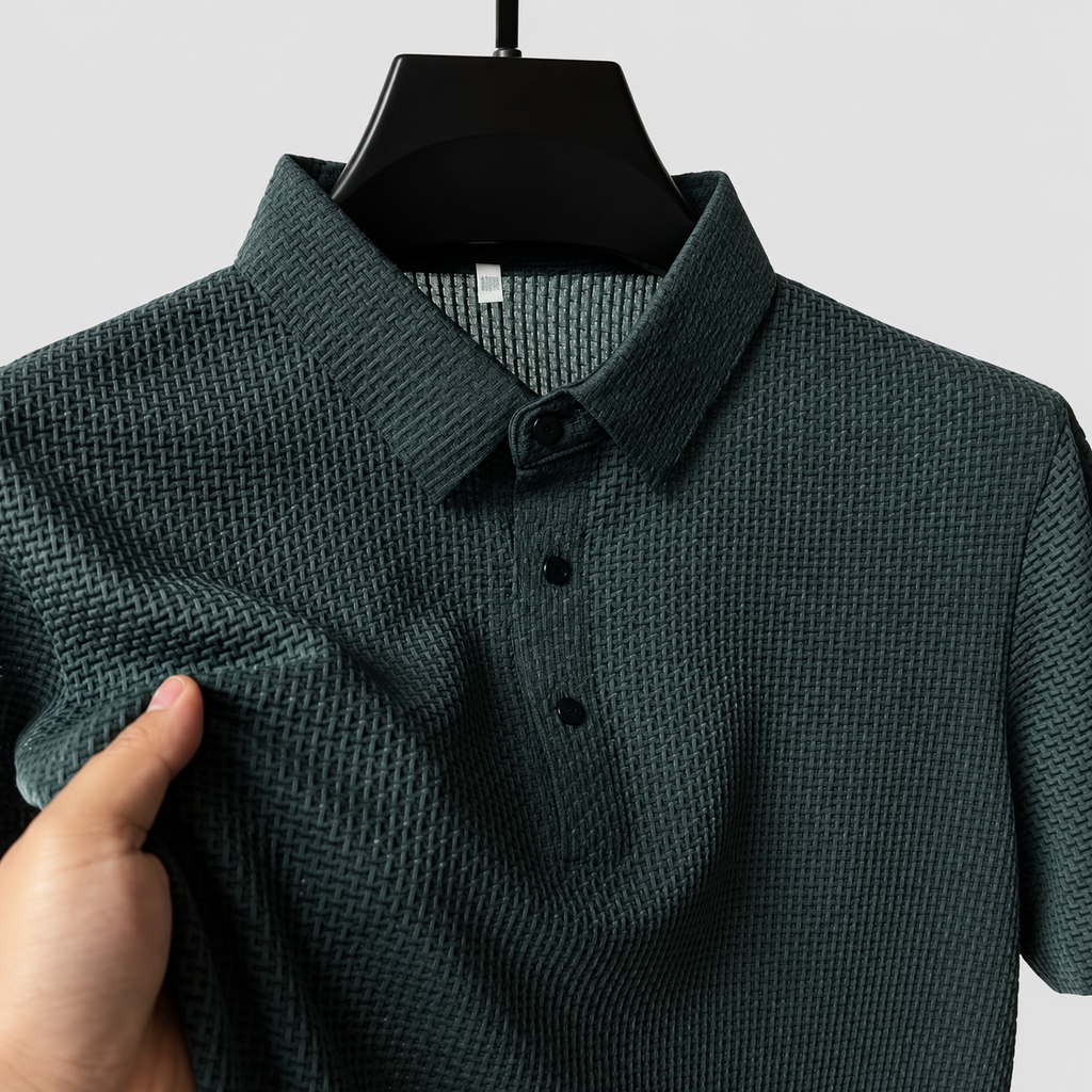 Men's Short-Sleeve Polo Shirt in Textured Knit — view 6